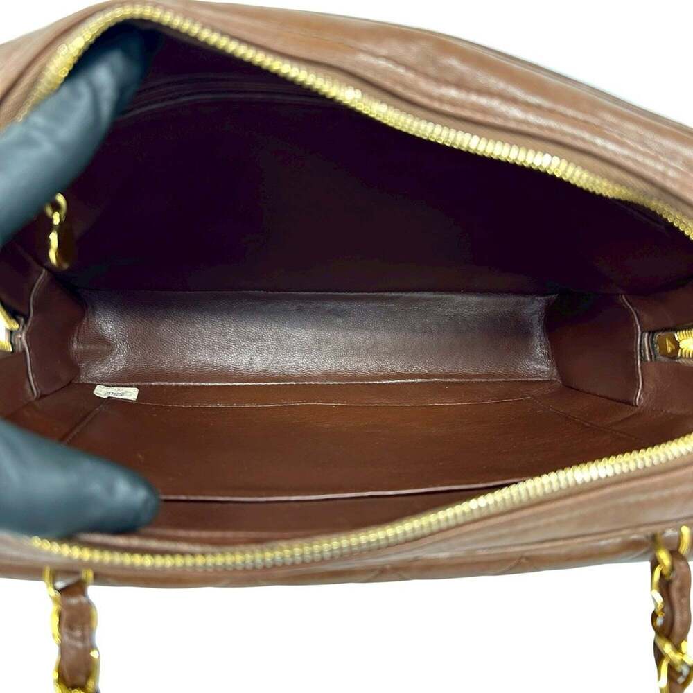 CHANEL Matelassé Coco Mark Lambskin Shoulder Bag Tote Brown 196-1 - Picture 9 of 10